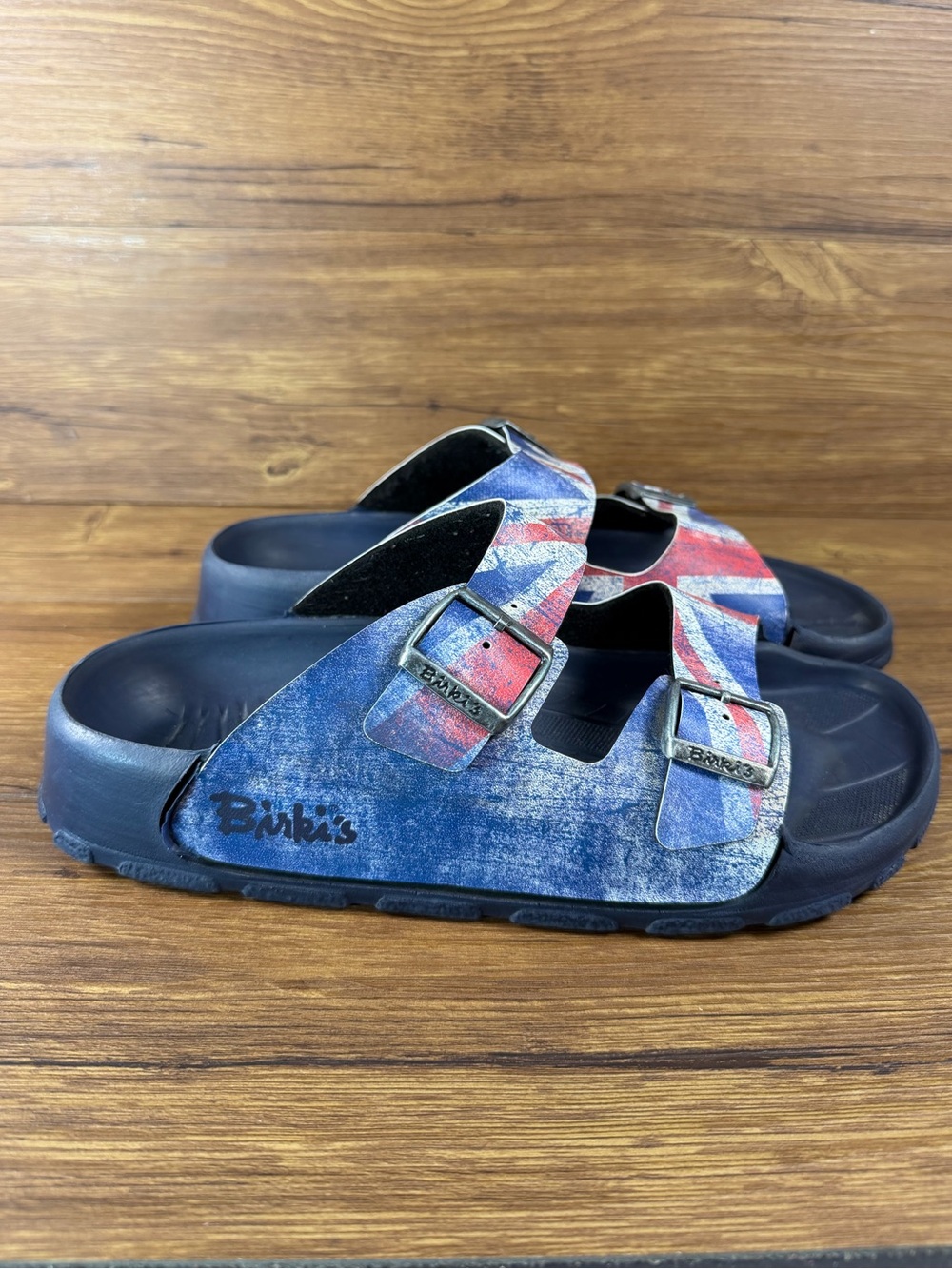 BIRKI’s Haiti BF DD “Union Jack” Slides Sandals Men’s Size 9 (42) Shoes